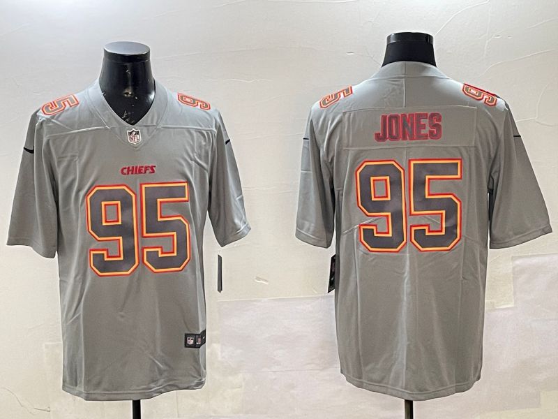Men Kansas City Chiefs #95 Jones Grey 2025 Nike Vapor Limited NFL Jersey style 210->new york yankees->MLB Jersey